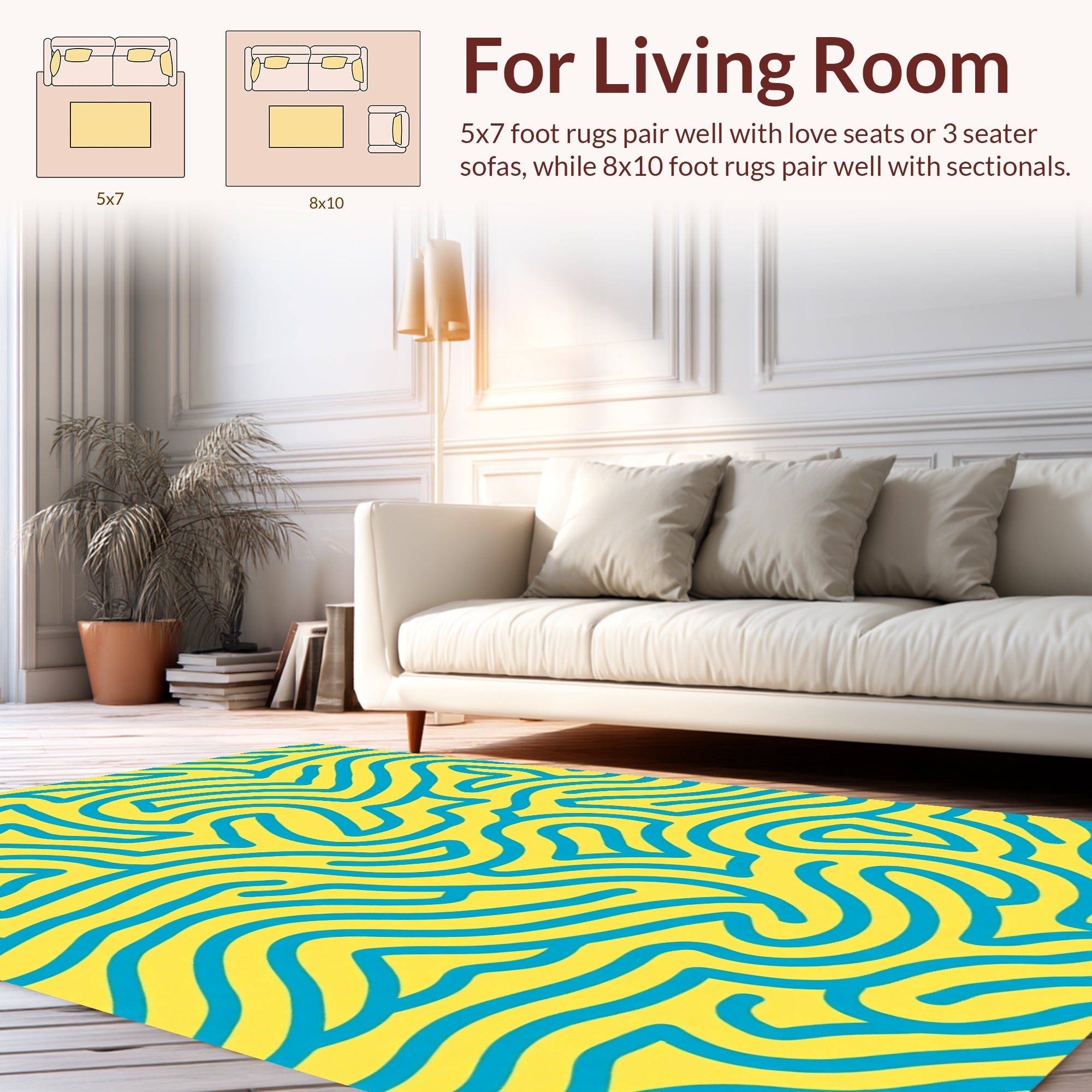 Bold Blue Flowing Lines Rug