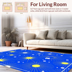 Radiant Sunburst Geometric Blue Gold Rug