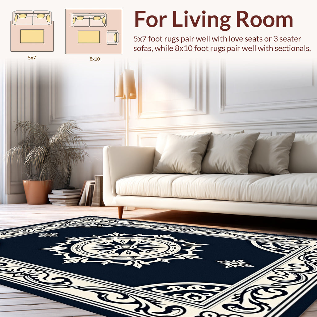 Intricate Dark Mandala Baroque Rug