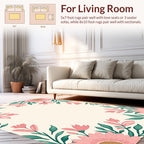 Pink Floral Vine Botanical Pattern Rug