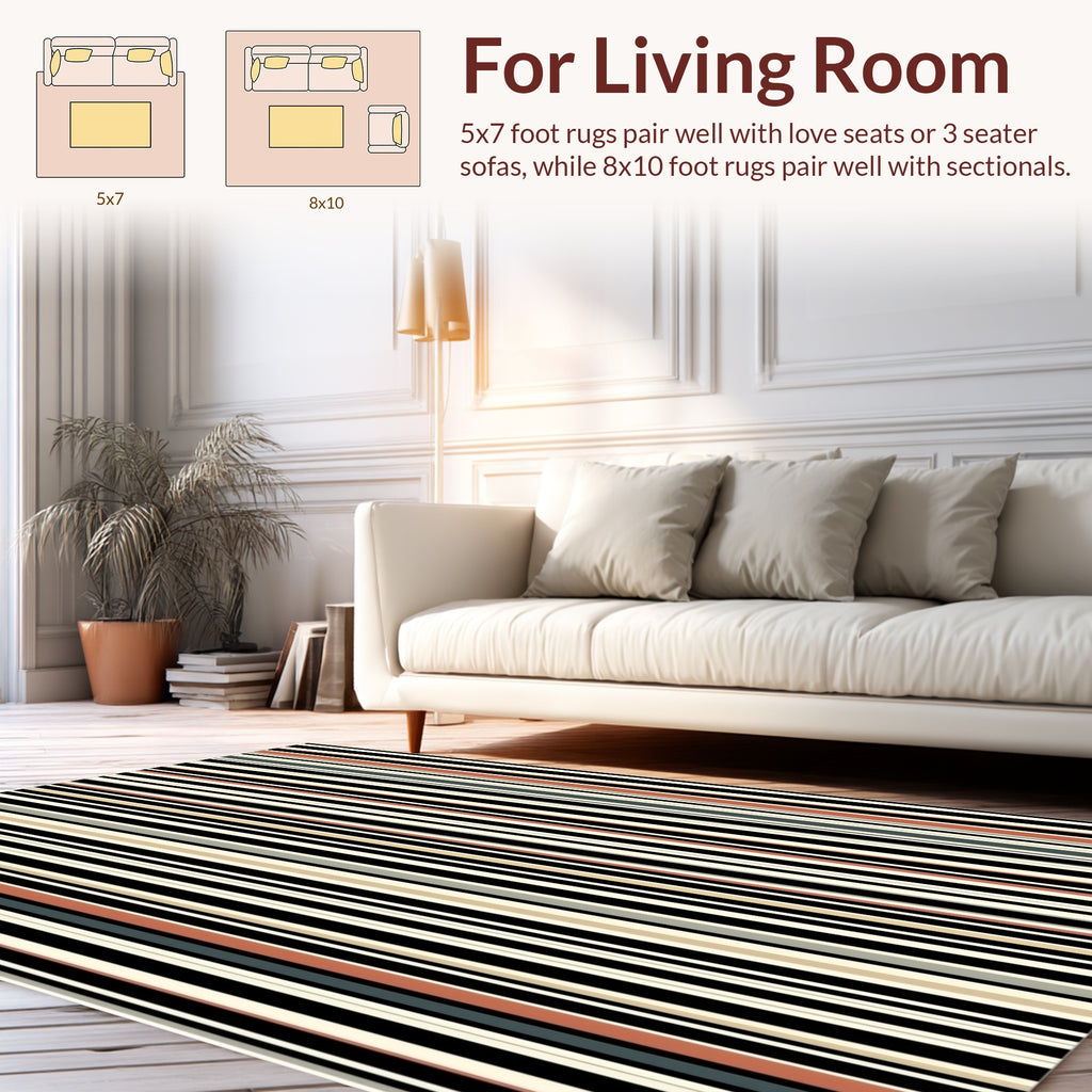 Neutral Stripe Pattern Rug