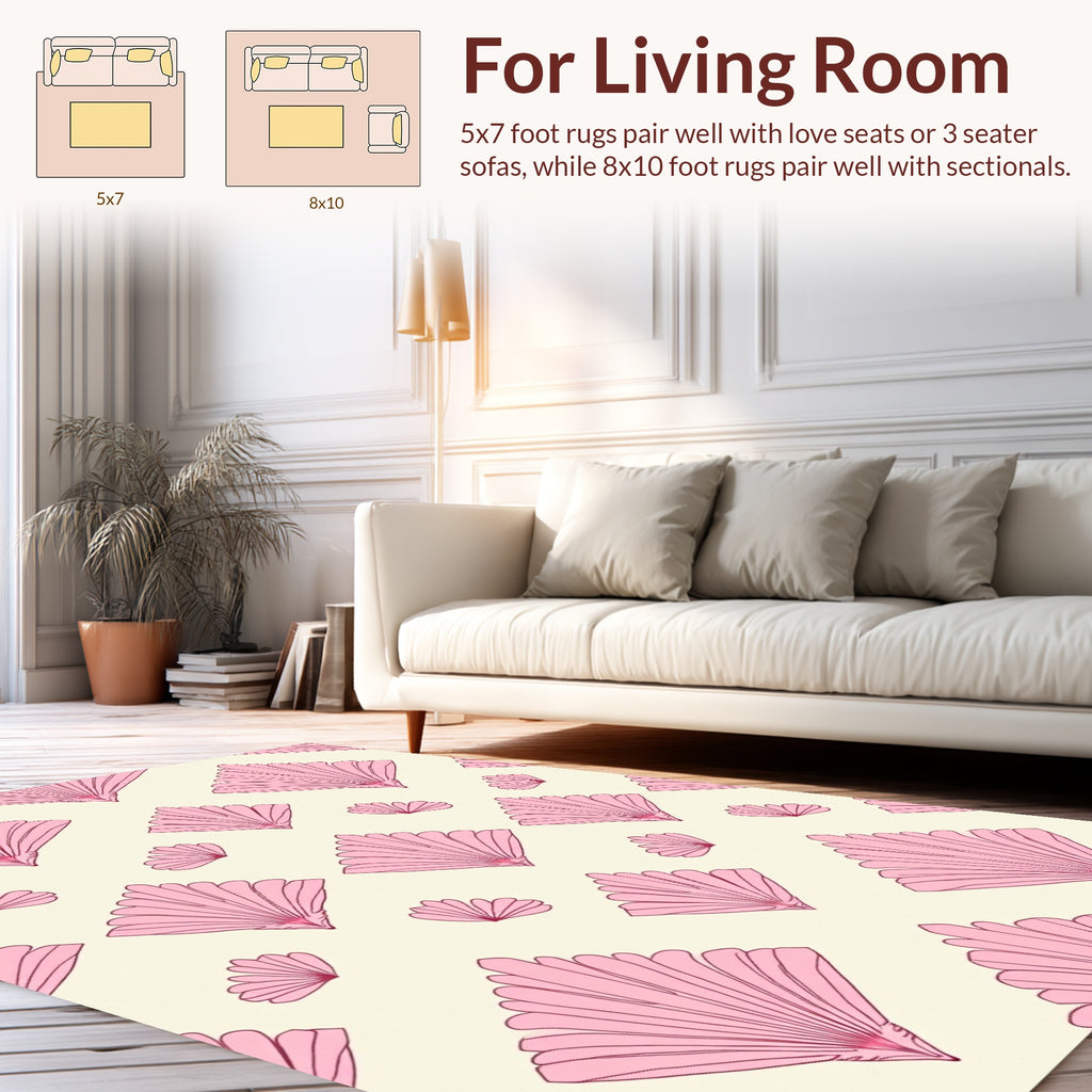 Pink Art Deco Fan Pattern Rug