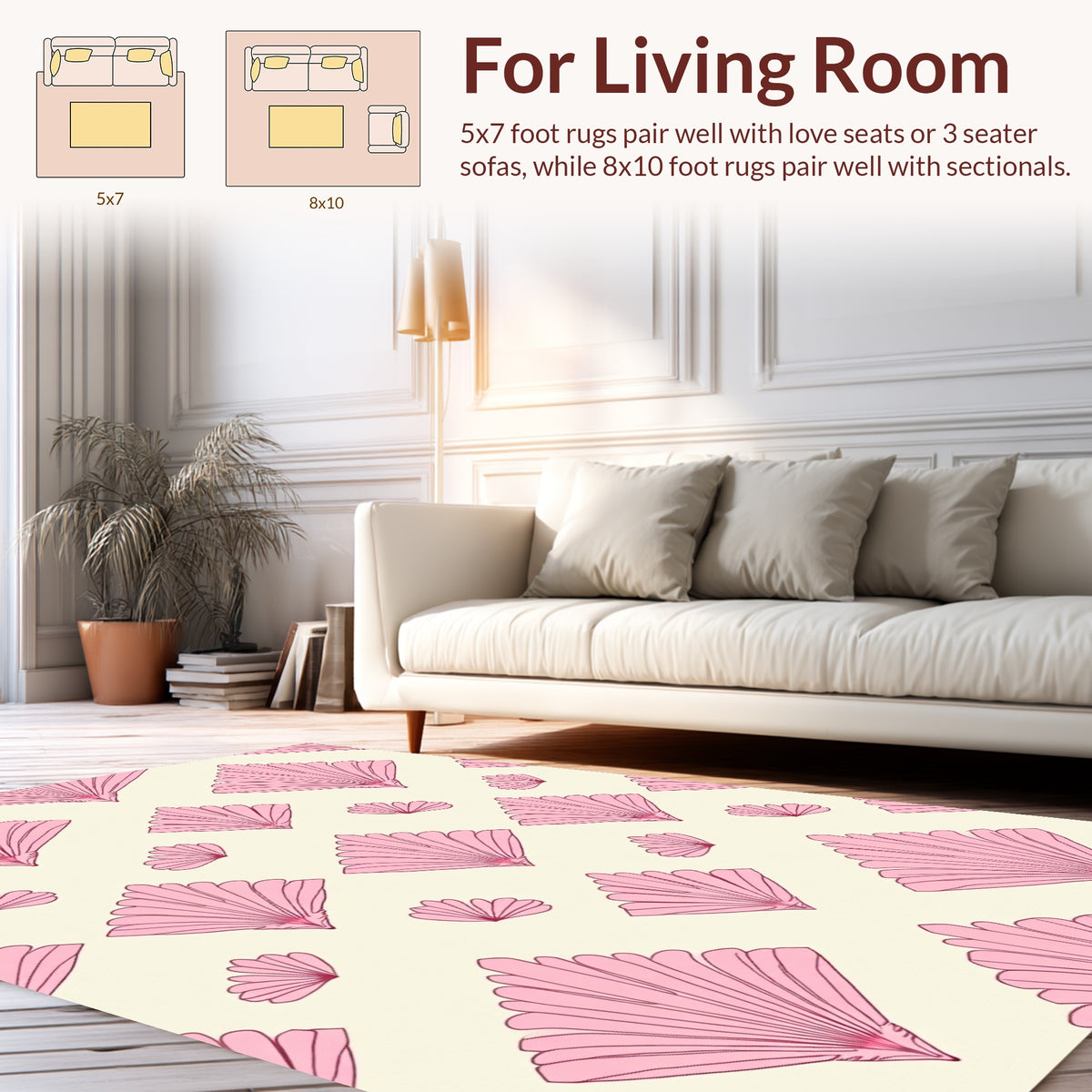 Pink Art Deco Fan Pattern Rug
