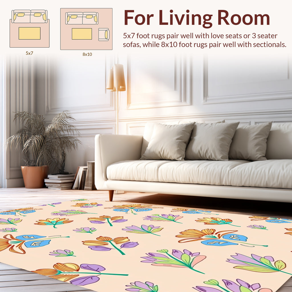 Vibrant Pastel Floral Design Rug
