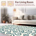 Teal Swirl Patterned Design Rug