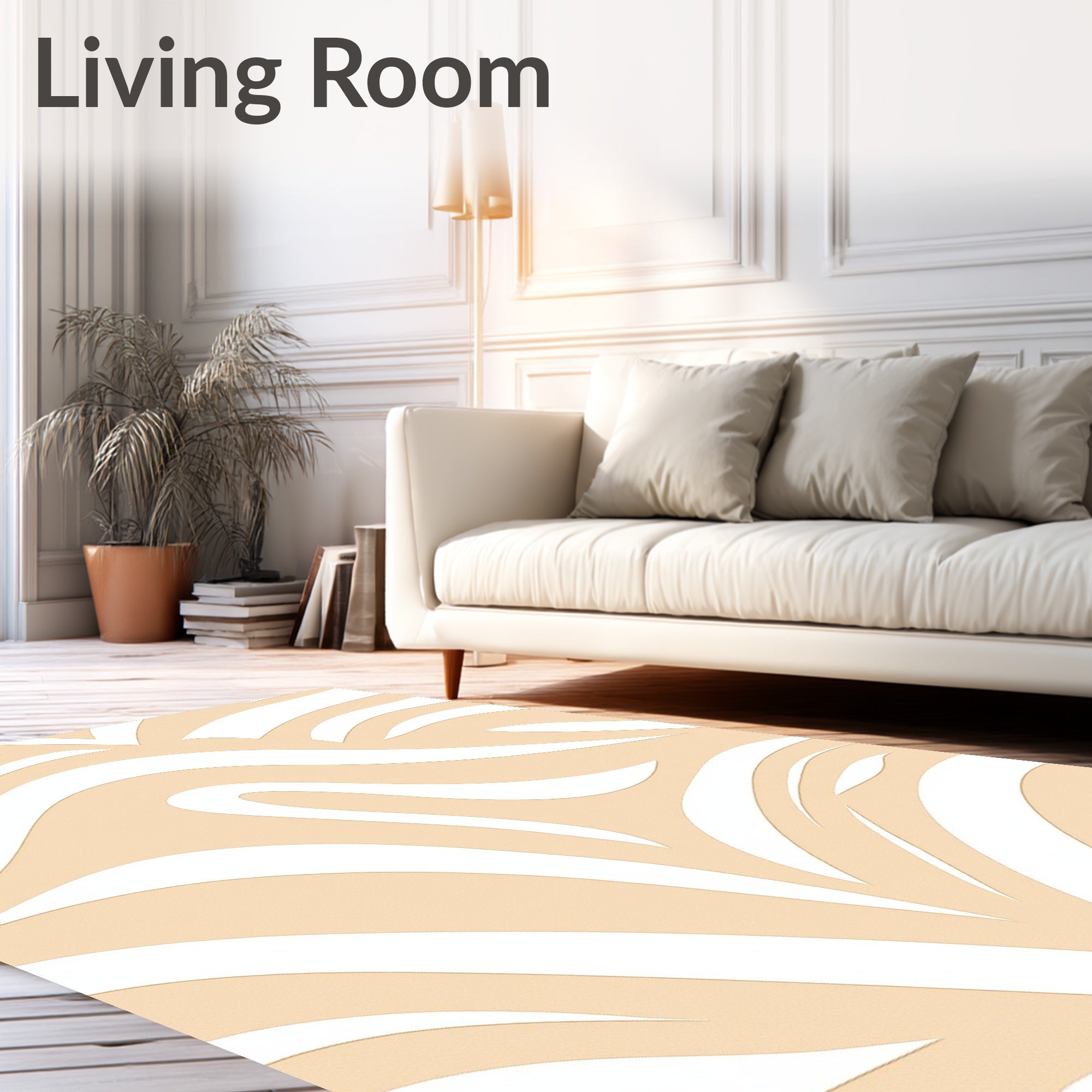 Abstract Swirls Curves Pattern Rug