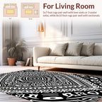 Bold Black White Tribal Diamond Design Rug