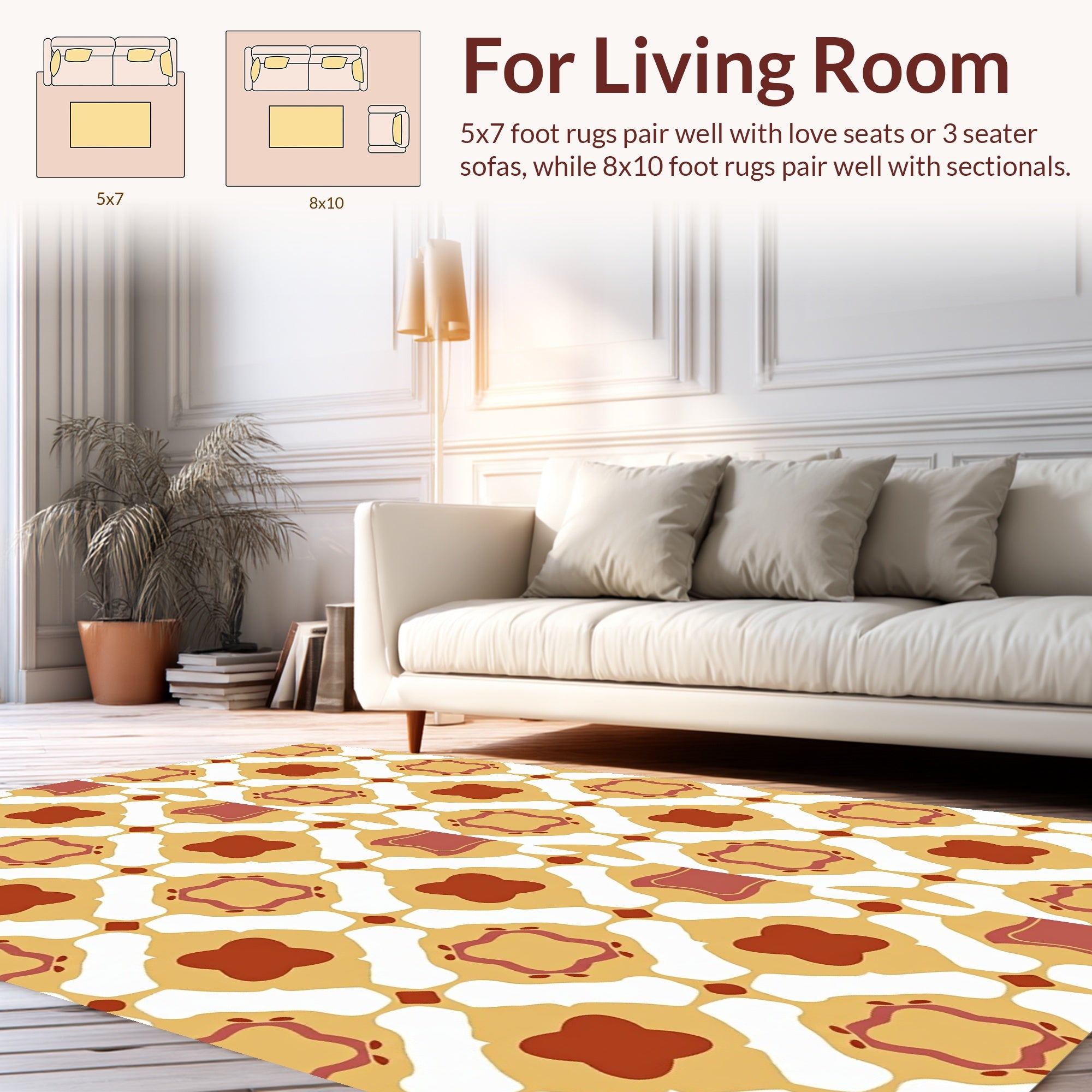 Geometric Ochre Terracotta Overlay Rug