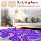 Abstract Purple Blue Wavy Pattern Rug