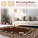 Floral Border With Winding Vines Design Rug