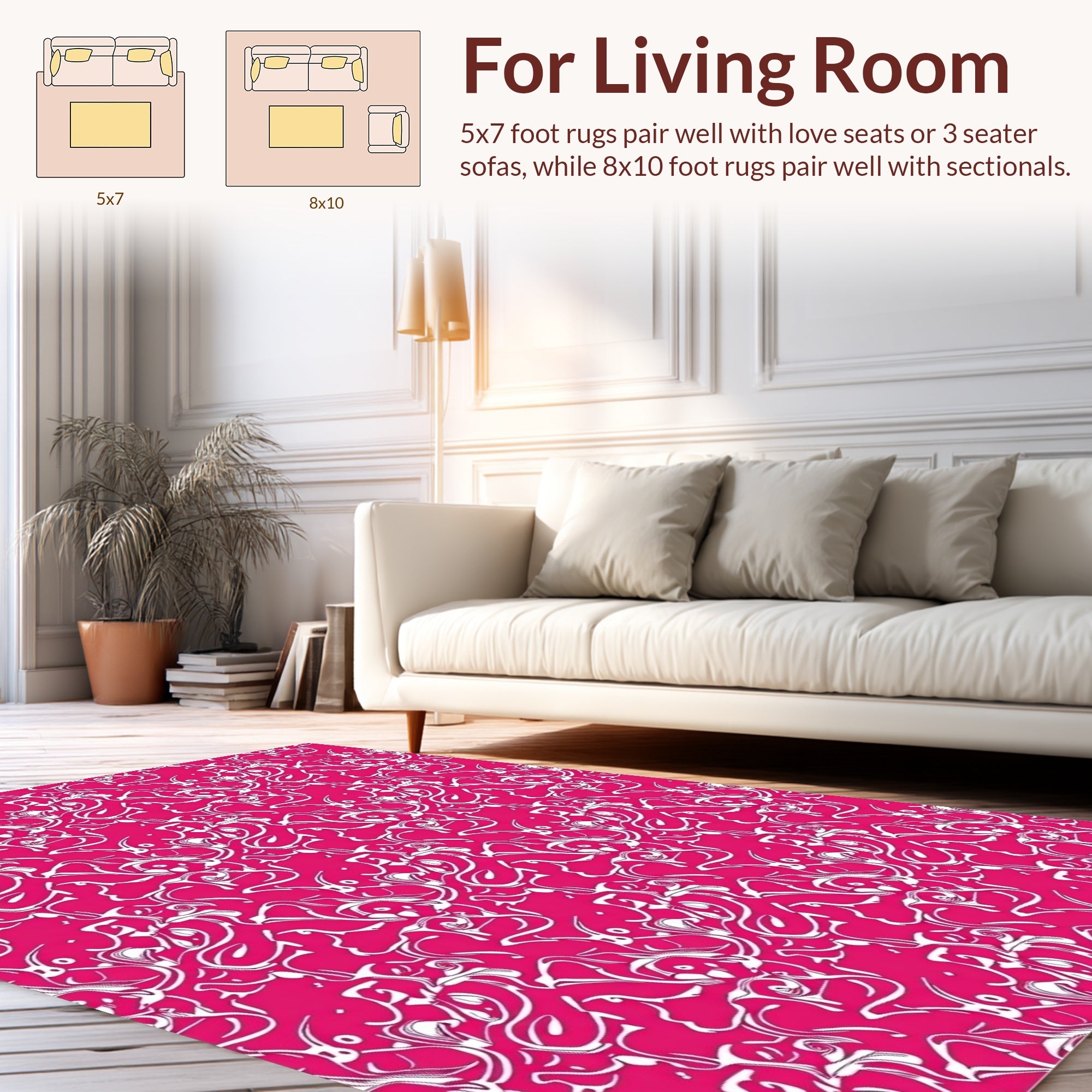 Whimsical Abstract White Swirls Rug