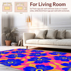 Vibrant Blue Floral Pattern Rug