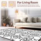 Ornate Floral Continuous Line Design Rug