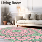Pastel Pink Mint Mandala Bloom Rug