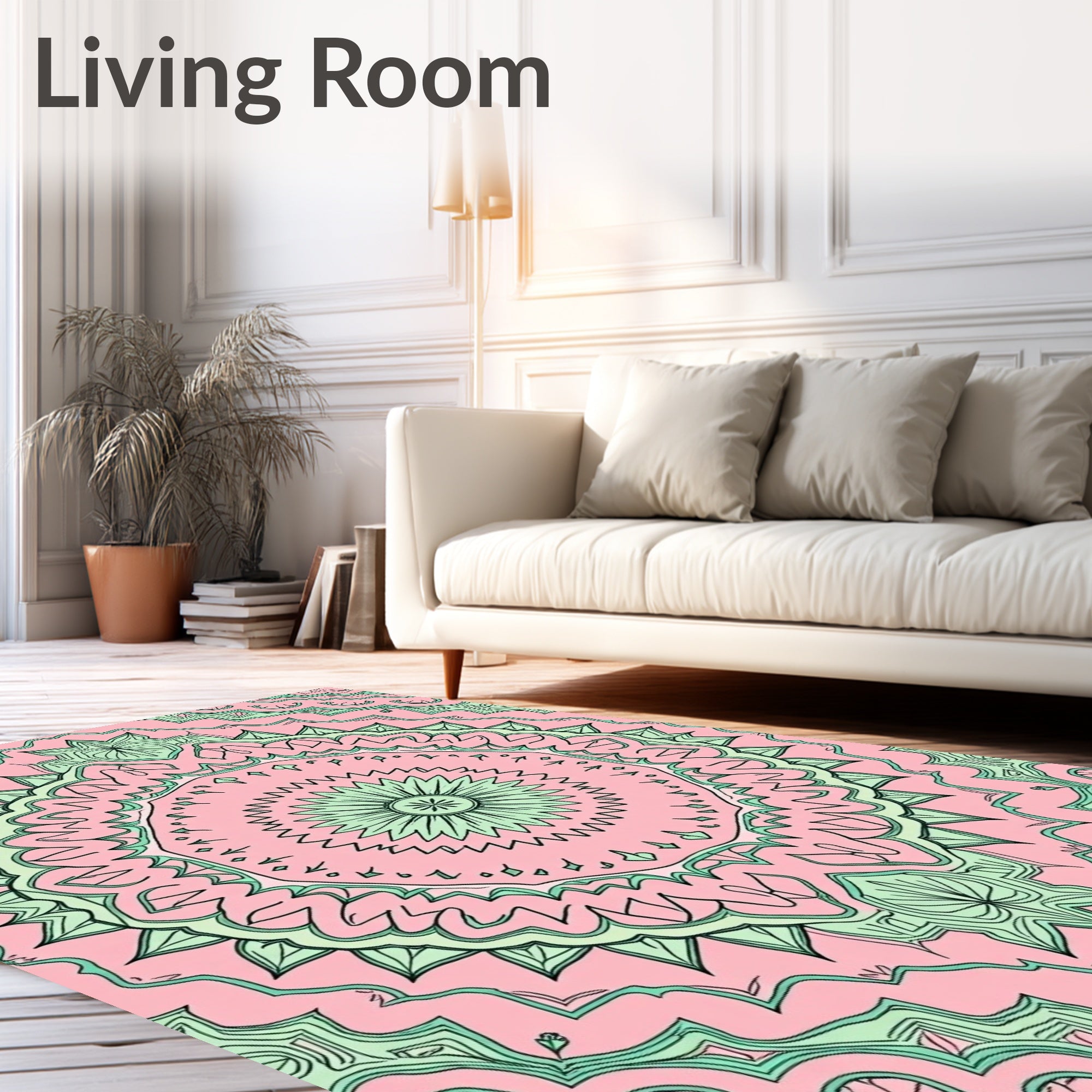 Pastel Pink Mint Mandala Bloom Rug