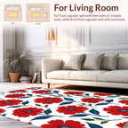 Bold Red Floral Pattern Rug