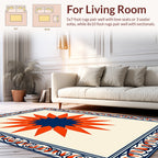 Bold Sunburst Ornate Border Design Rug