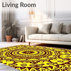 Intricate Yellow Maroon Mandala Design Rug