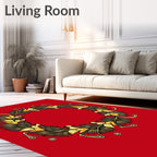 Art Nouveau Red and Gold Floral Wreath Rug