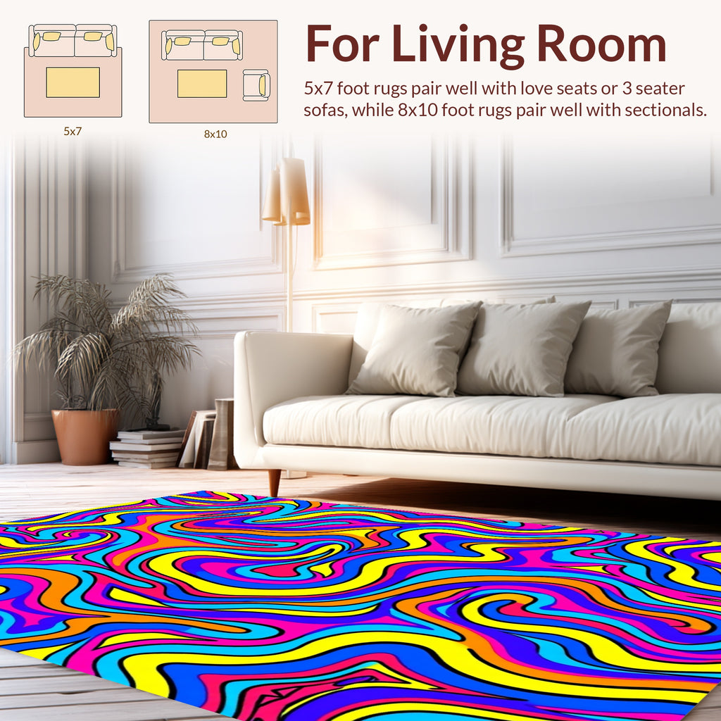 Vibrant Swirls Groovy Abstract Pattern Rug