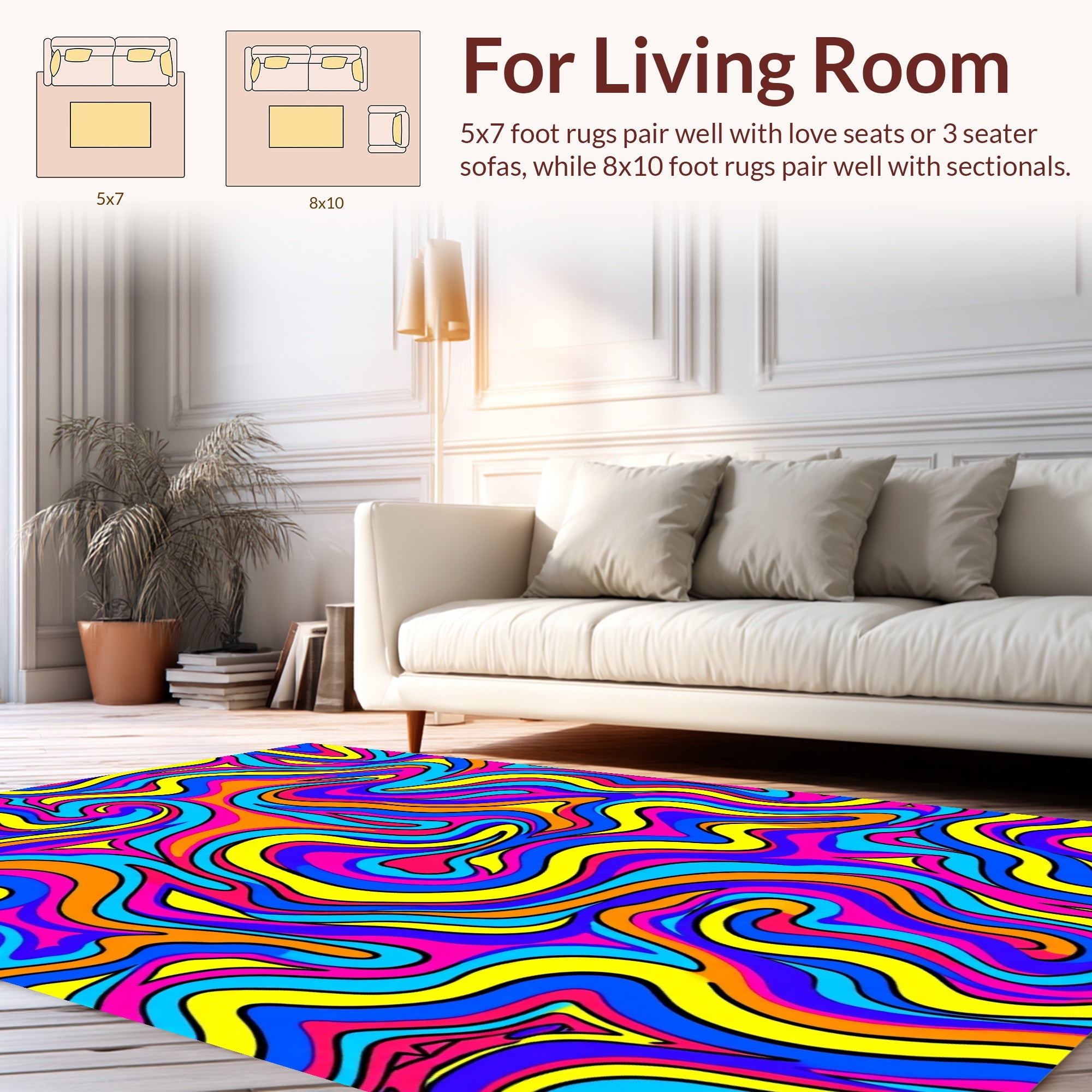 Vibrant Swirls Groovy Abstract Pattern Rug