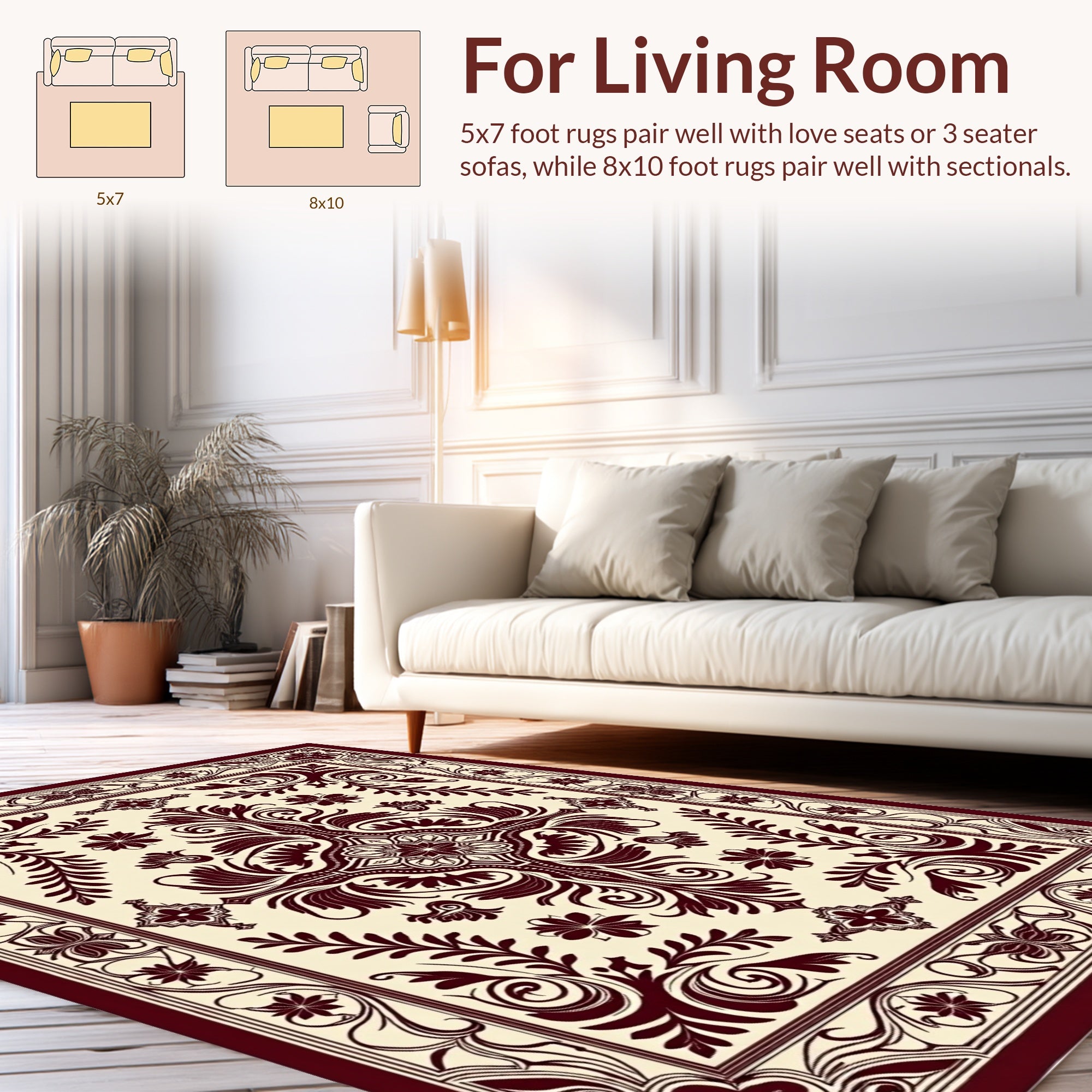 Vibrant Floral Vine Scroll Pattern Rug