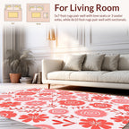 Coral Pink Floral Swirl Design Rug