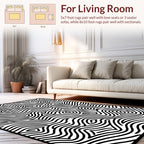 Abstract Black White Organic Lines Rug