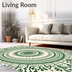 Green Circular Mandala Floral Pattern Rug
