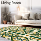 Geometric Emerald Gold Diamond Arrangement Rug