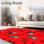 Red Pineapple Vine Black Print Rug