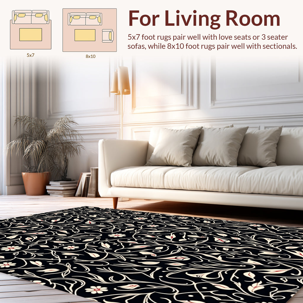 Elegant Floral Vines Pattern Rug