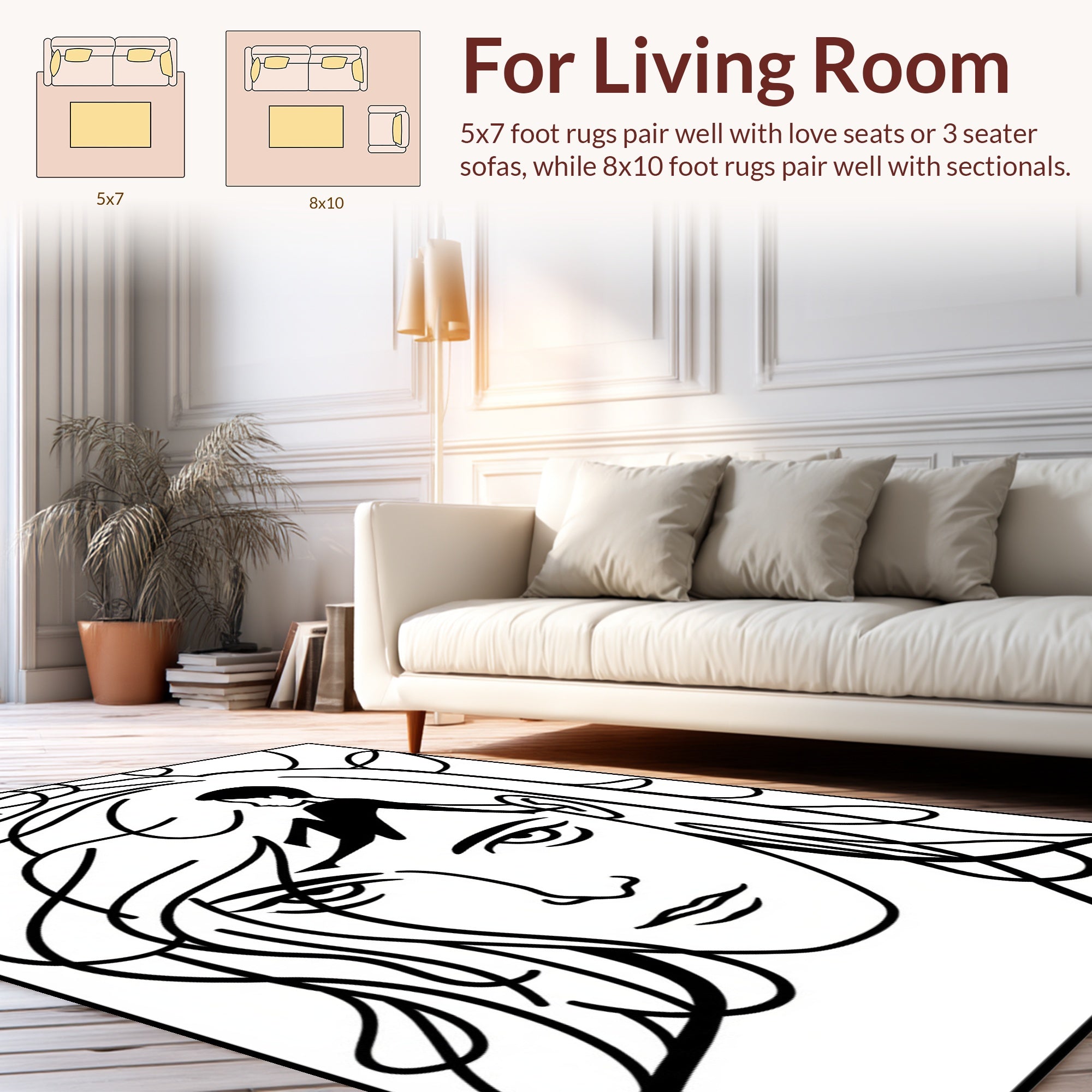 Figurative Abstract Line Art Pattern Rug