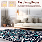 Intricate Floral Mandala With Teal Accents Rug