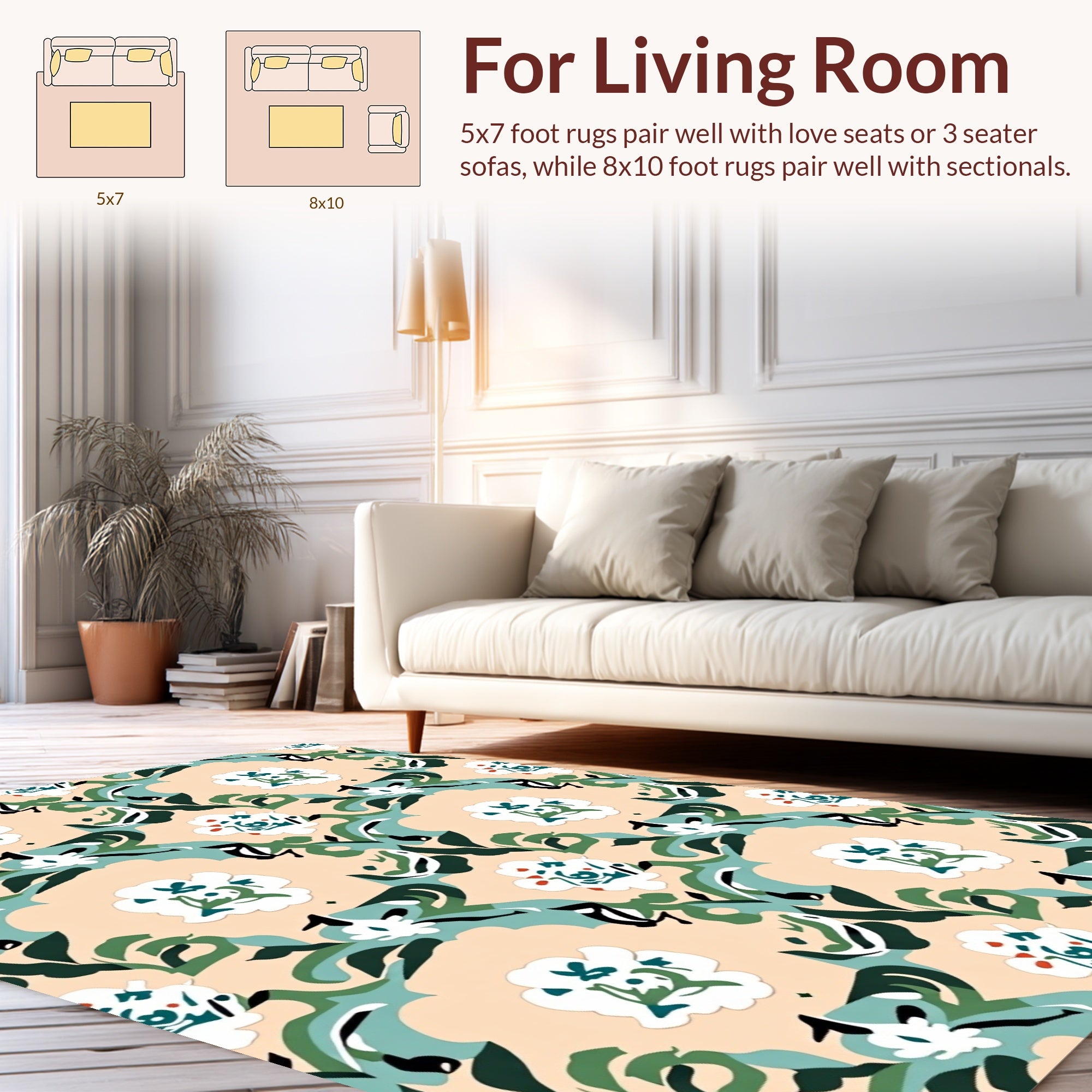 Modern Floral Leaf Abstract Pattern Rug