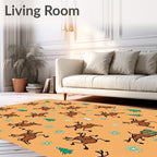 Whimsical Brown Reindeer Christmas Trees Rug