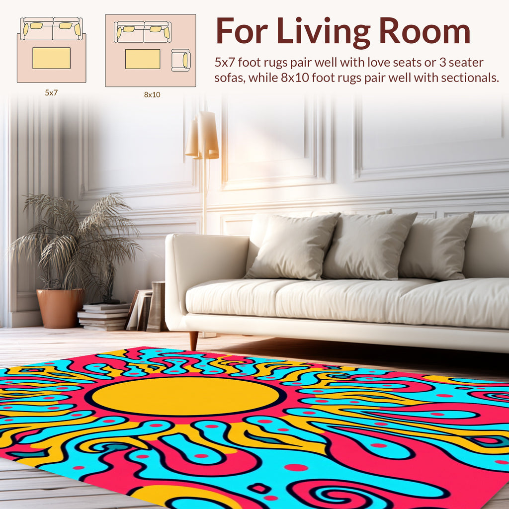 Vibrant Swirls With Pink Dots Rug