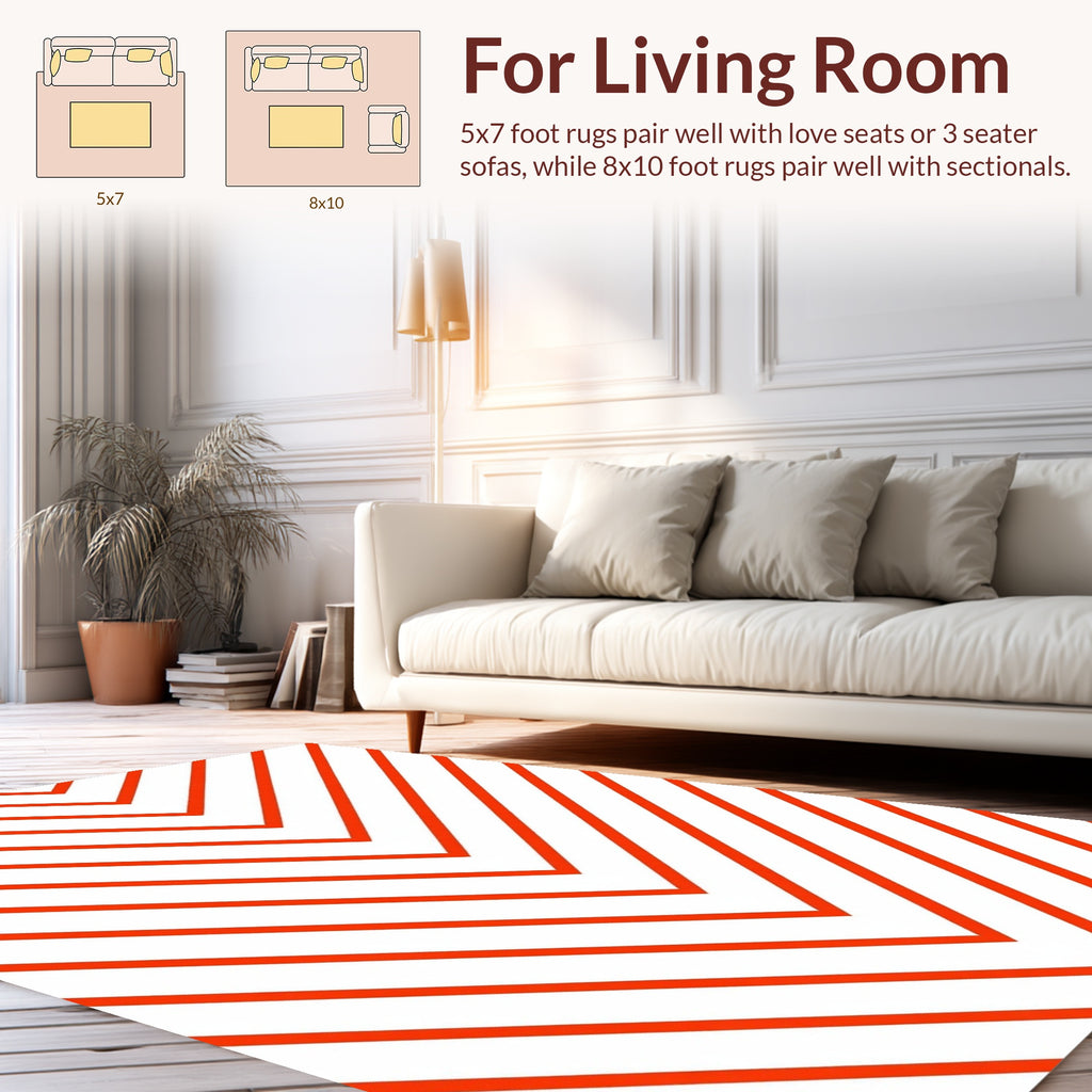 Bold Orange Chevron Lines Rug