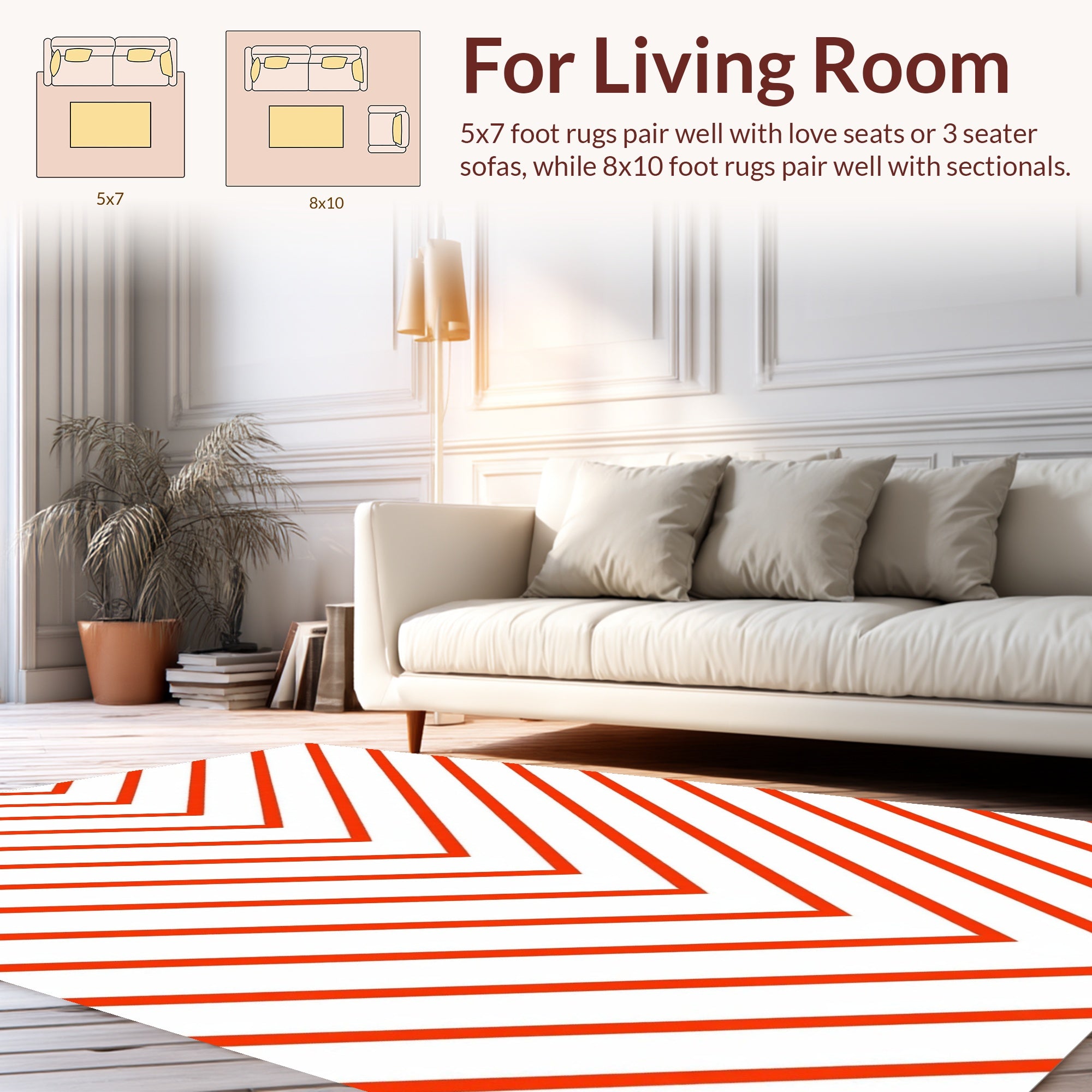 Bold Orange Chevron Lines Rug