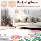 Whimsical Floral Rainbow Border Design Rug
