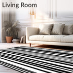 Bold Striped Geometric Contrast Rug
