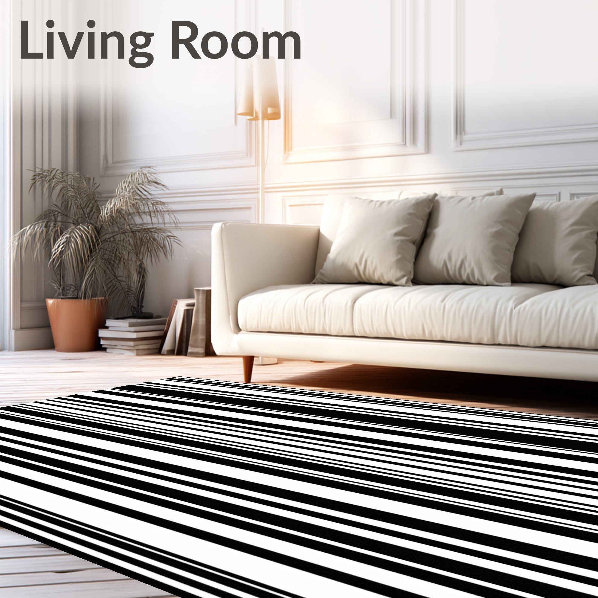 Bold Striped Geometric Contrast Rug