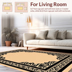 Bold Black Ornamental Square Pattern Rug