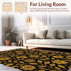 Golden Floral Vine Dark Ground Rug