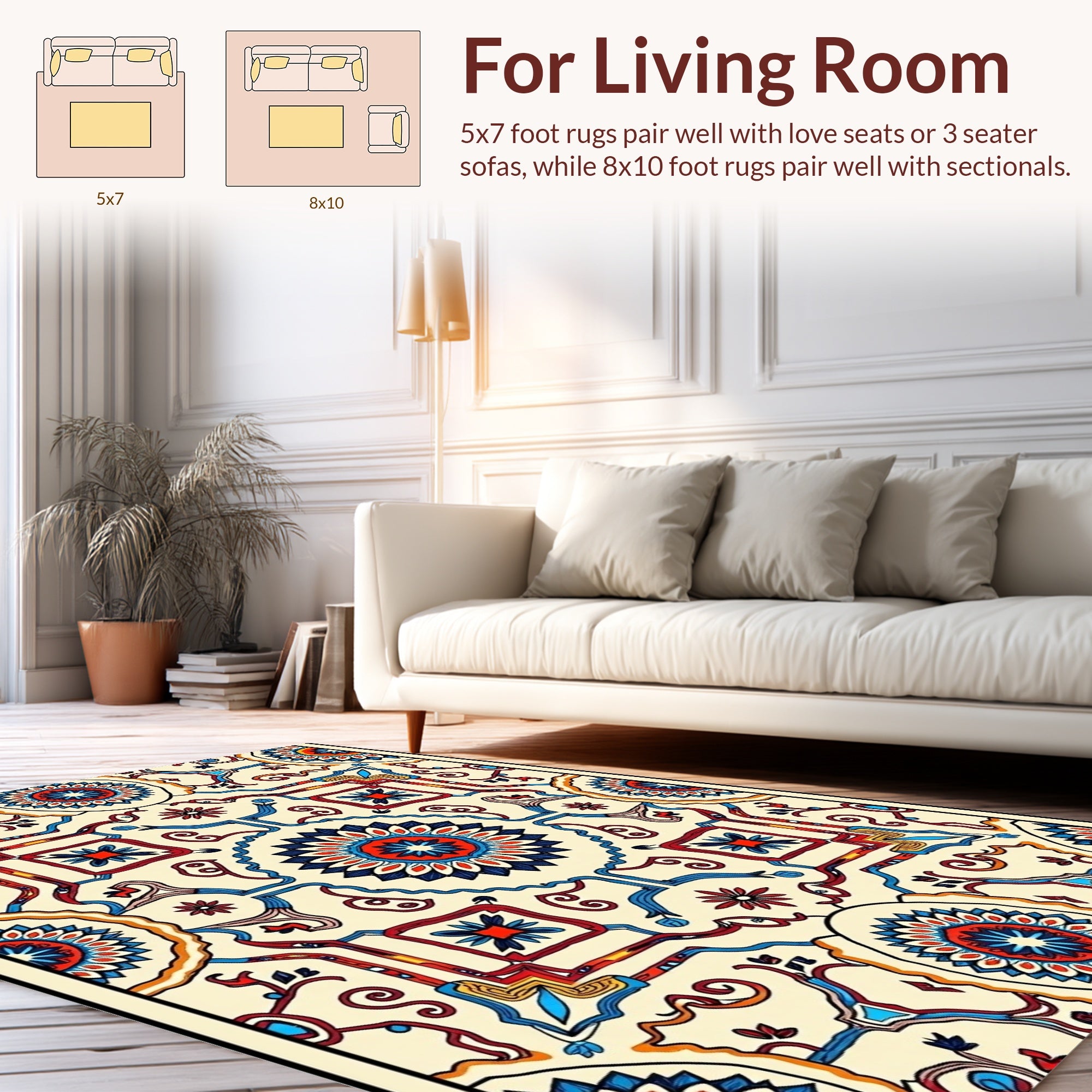 Colorful Floral Mandala Pattern Rug