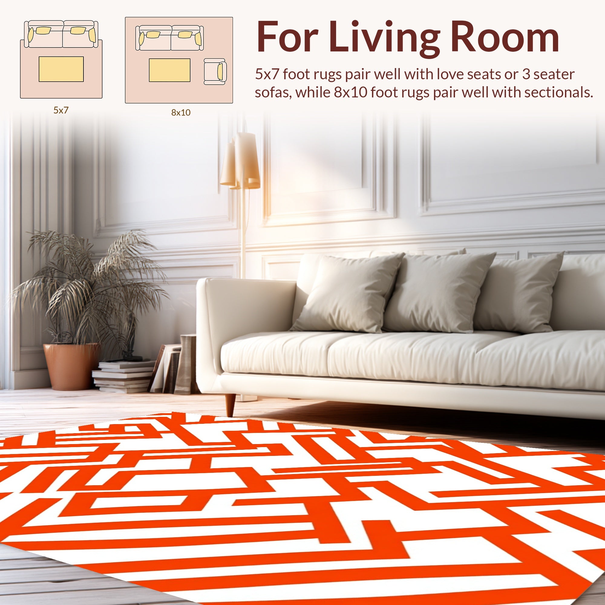 Bold Orange Geometric Interlocking Lines Rug