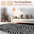 Abstract Black White Organic Lines Rug
