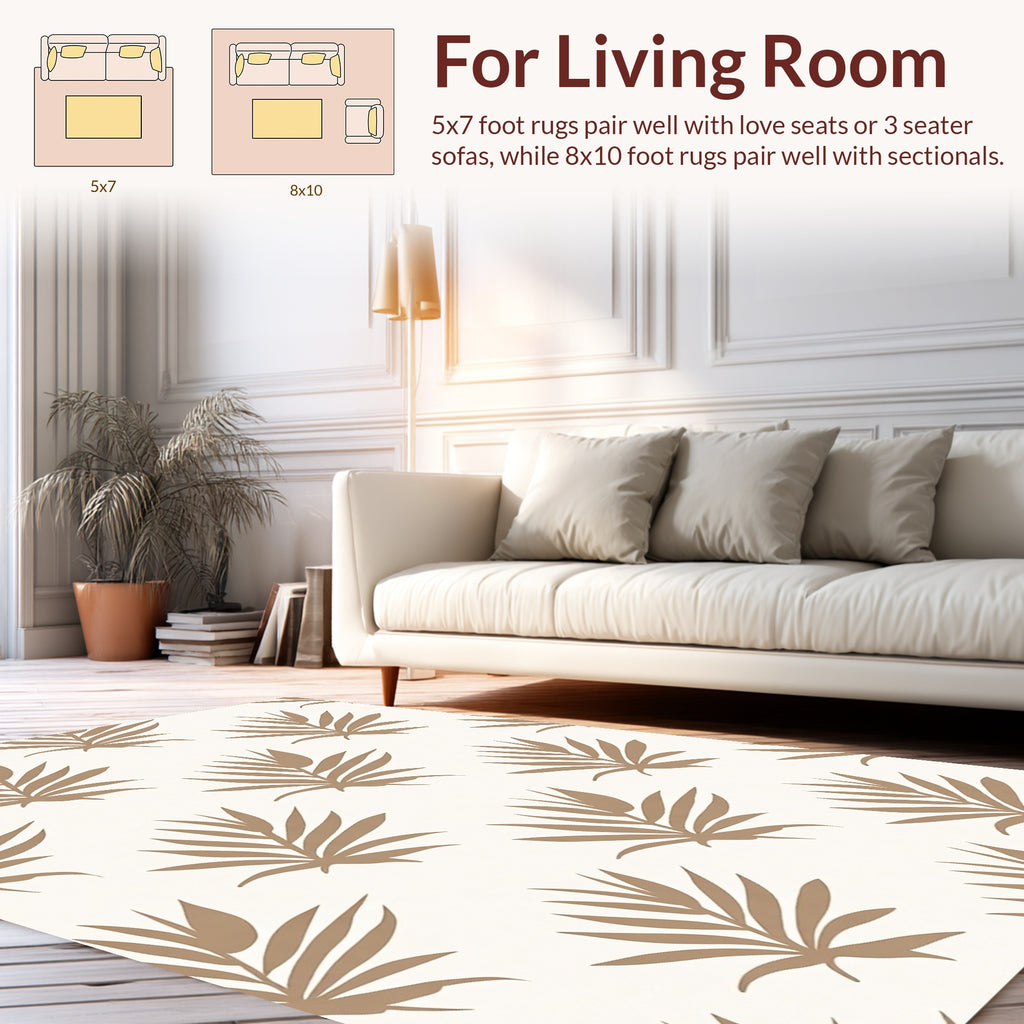 Minimalist Palm Leaf Pattern Rug