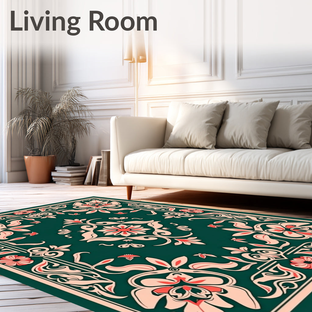 Floral Motif With Intricate Swirls Design Rug