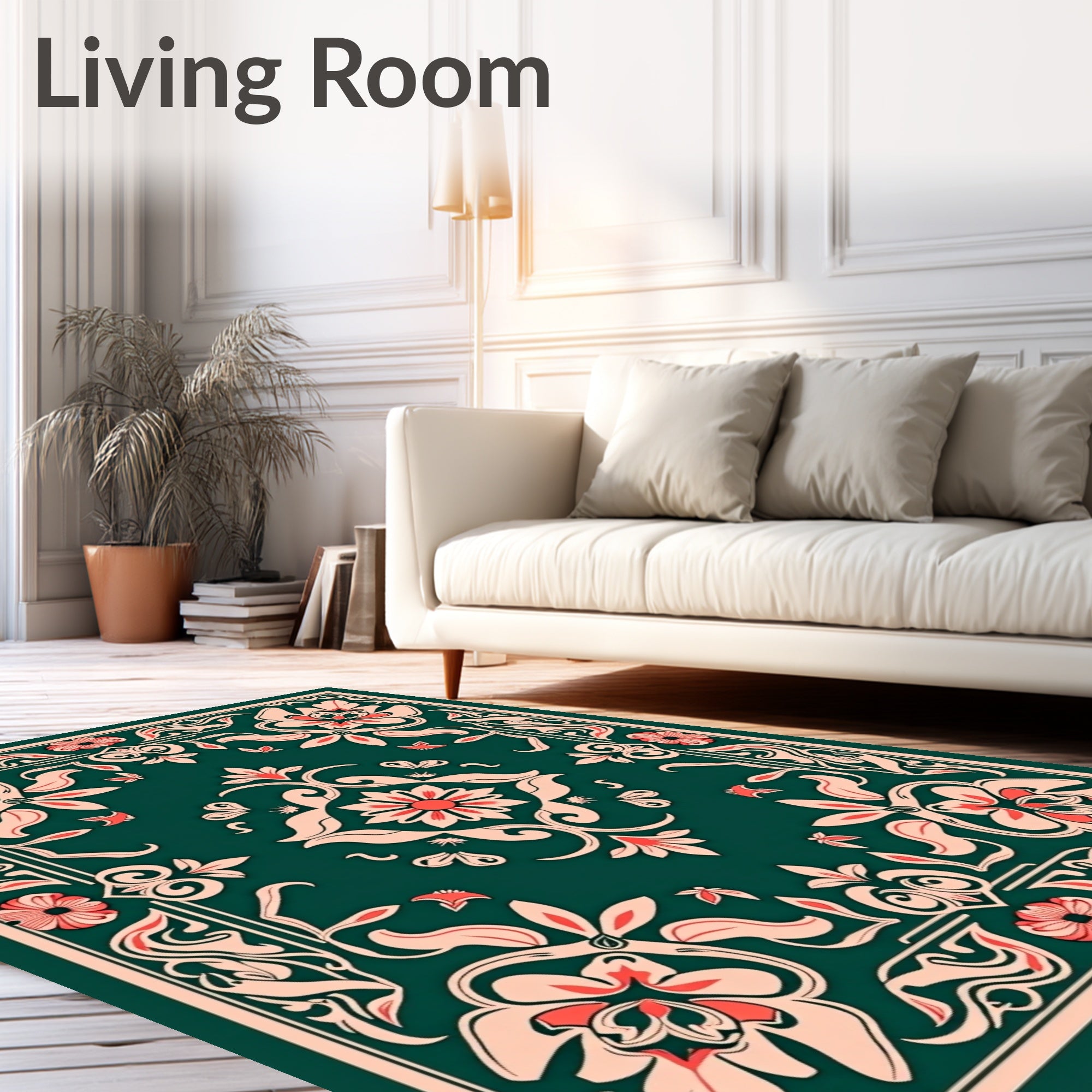 Floral Motif With Intricate Swirls Design Rug